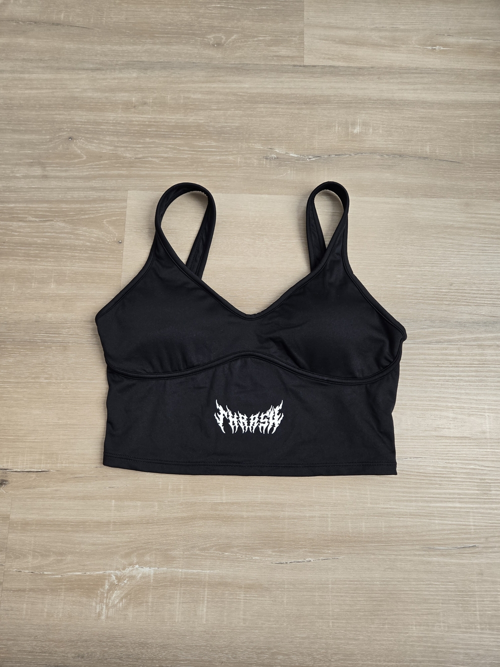 Thrasher Black Crop Tank Top with White Logo